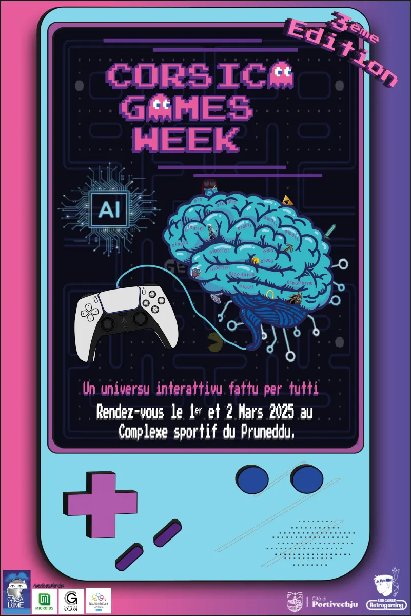 Maquette d'une affiche pour la 3ème édition de la Corsica Games Week.