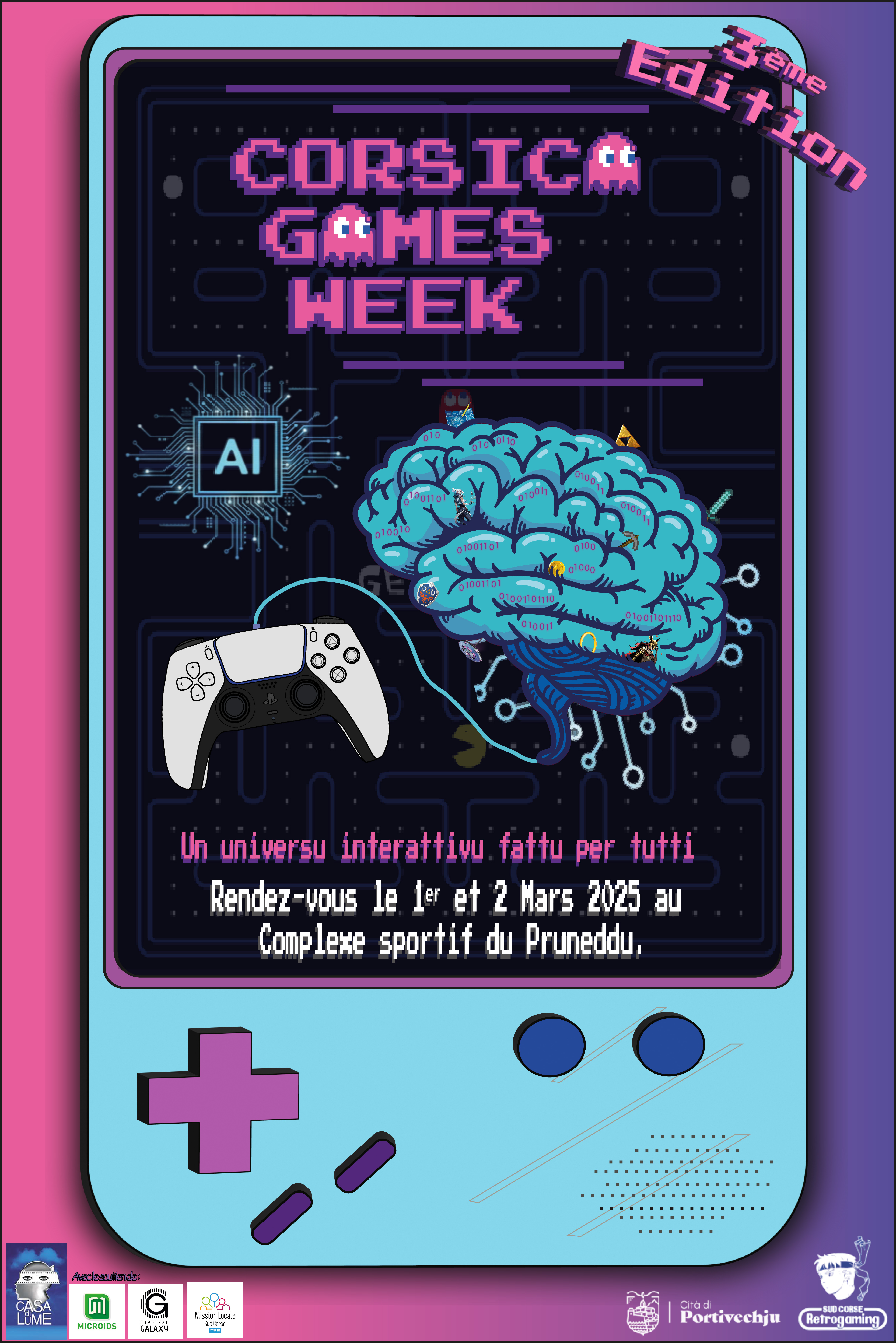 Maquette d'une affiche pour la 3ème édition de la Corsica Games Week.